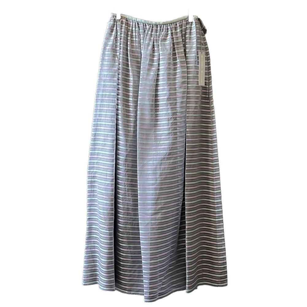 NWT WORTH Maxi Skirt 4 Silk A-Line Long Ball Sheer Gray Green Party Holiday